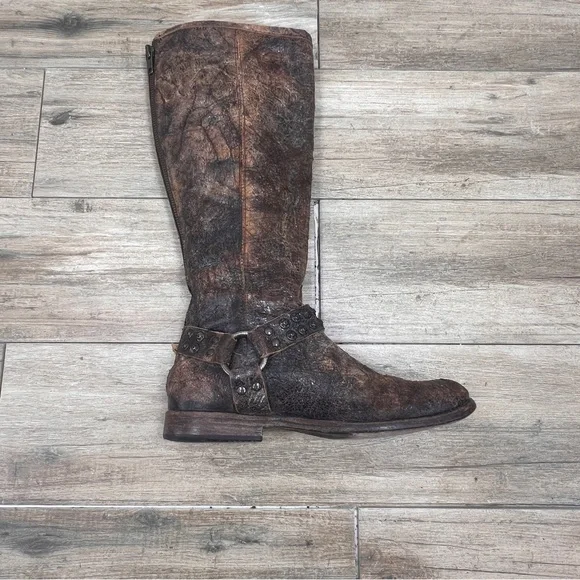 Frye Brown Tall Boots with Studded Strap - Picture 6 of 13
